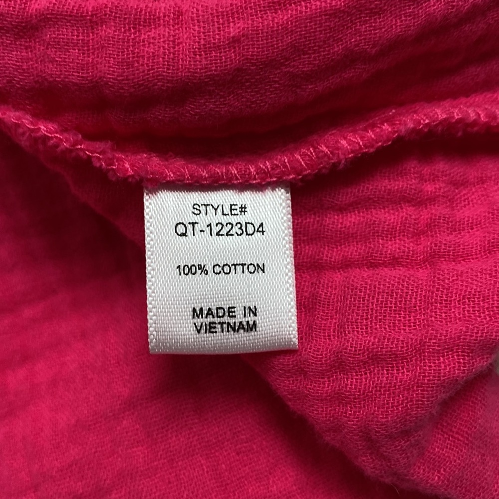 Zenana Button Down Gauze Top 💗 Pink - Picture 14 of 14